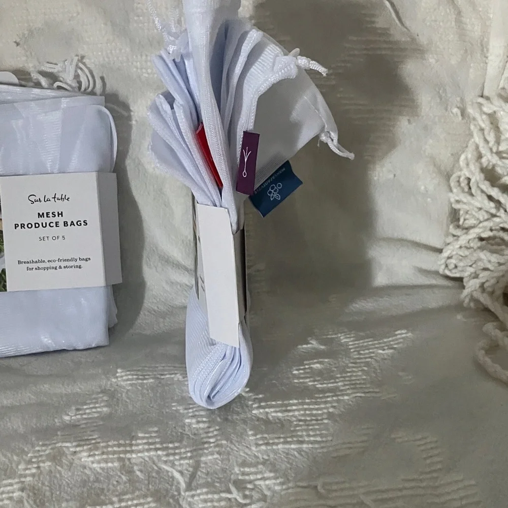 Sur La Table White Mesh Produce Bags Set